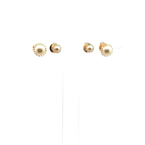 DUO DE BRINCOS PEROLA FOLHEADO 5 e 8mm