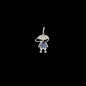 PINGENTE MENINO CRAVEJADO DE PRATA 15mm