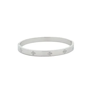 PULSEIRA BRACELETE INOX TREVO CRAVEJADO INOX