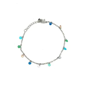 PULSEIRA CRISTAIS COLORIDOS INOX 17cm + 4cm Ext