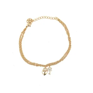 PULSEIRA CORRENTE DUPLA FOLHEADO 17cm + 5cm Ext