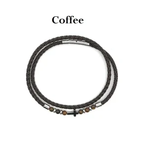 PULSEIRA MASCULINA COURO INOX