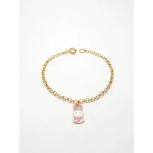 PULSEIRA ELO C/ COELHO FOLHEADO 14cm