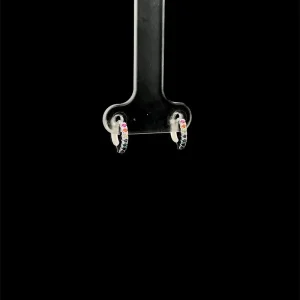 BRINCO ARGOLA CLICK CRAVEJADO CRISTAIS COLORIDOS DE PRATA 10mm