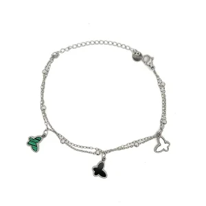 PULSEIRA DUPLA BORBOLETAS INOX 16cm + 5cm Ext
