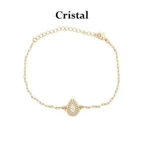 PULSEIRA GOTA VAZADA CRISTAIS FOLHEADO 18cm + 5cm Ext