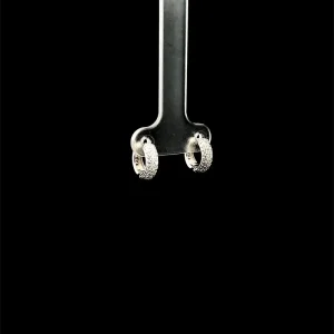 BRINCO ARGOLA CLICK CRAVEJADA DE PRATA C/ RODIO 11mm
