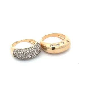 DUO DE ANEIS CRAVEJADO/LISO FOLHEADO