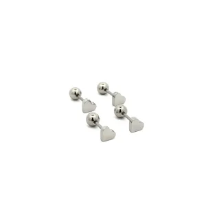 PIERCING CORACAO INOX 4 PEÇAS