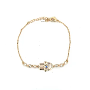 PULSEIRA MAO DE FATIMA FOLHEADO 17cm + 3cm Ext