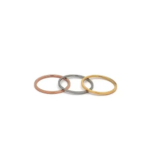 TRIO DE ANEIS ROSE/SILVER/GOLD INOX