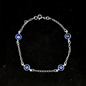 PULSEIRA OLHO GREGO DE PRATA 18cm