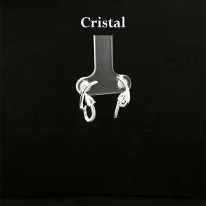 BRINCO CRISTAL GOTA C/ FIO DE PRATA 6,5mm