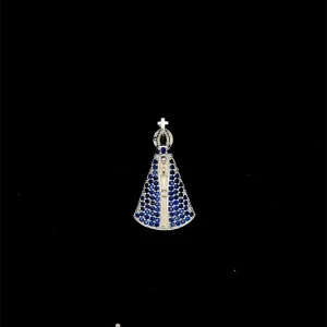 PINGENTE NSRA APARECIDA CRAVEJADO DE PRATA 32mm/17mm