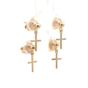 DUO DE BRINCOS CRUZ FOLHEADO 5mm