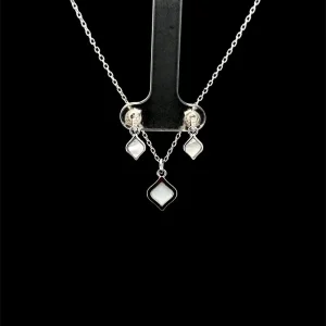 CONJUNTO MADREPEROLA DE PRATA C/ RODIO 40+5cm Ext
