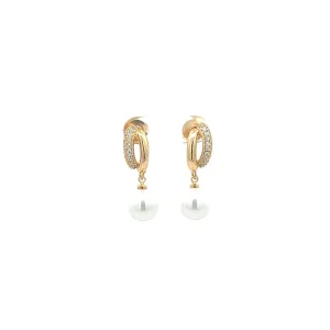 BRINCO PEROLA PENDURICALHO CRAVEJADO FOLHEADO 10mm