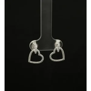 BRINCO CORACAO ABERTO CRAVEJADO PENDURICALHO DE PRATA 12mm