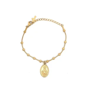 PULSEIRA BOLINHAS NSRA DAS GRAÇAS INOX GOLD 16cm + 5cm Ext