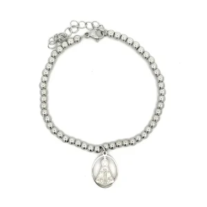 PULSEIRA BOLINHAS C/ NSRA APARECIDA INOX 18cm + 5cm Ext