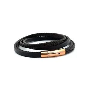 PULSEIRA MASCULINA COURO COFFE INOX 21cm