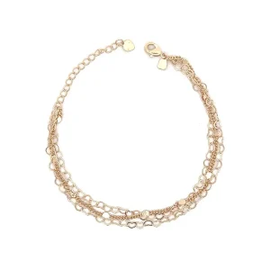 PULSEIRA TRIPLA ELO CORACAO/GRUMET FOLHEADO 18cm + 5cm Ext
