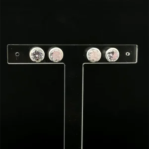 DUO DE BRINCOS DE PRATA ZIRCONIA REDONDA 8mm