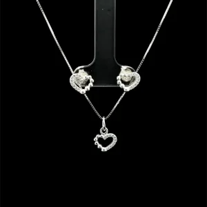 CONJUNTO CORACAO ABERTO DE PRATA 45cm/9mm