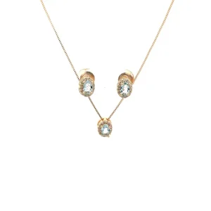CONJUNTO CRISTAL OVAL FOLHEADO AQUA 45cm/6mm