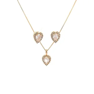 CONJUNTO CRISTAL CORACAO FOLHEADO 45cm/10mm