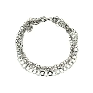 PULSEIRA ELO TRIPLO DE RODIO 17cm + 3cm Ext