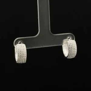 BRINCO ARGOLA CLICK CRAVEJADO DE PRATA C/ RODIO 14mm