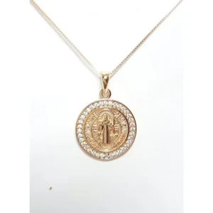 GARGANTILHA C/MEDALHA S.BENTO PEQUENO 1,25 cm FOLHEADO