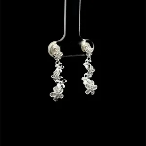 BRINCO PENDURICALHO FLOR DE PRATA 8mm