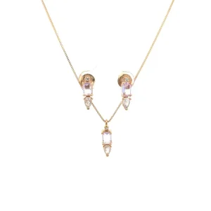 CONJUNTO CRISTAL CORACAO FOLHEADO AMETISTA 45cm/10mm