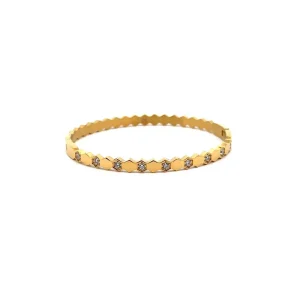 PULSEIRA BRACELETE HEXAGONO CRISTAL INOX GOLD