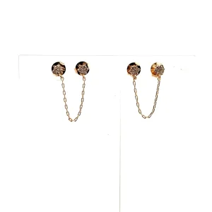 BRINCO DOIS FUROS C/ CORRENTE CRAVEJADO FOLHEADO