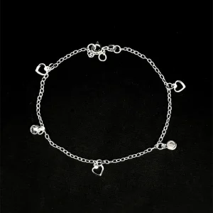 PULSEIRA CORACAO E P DE LUZ DE PRATA 18cm + 2cm Ext