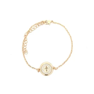 PULSEIRA REDONDO CRUZ FOLHEADO 17cm + 5cm Ext