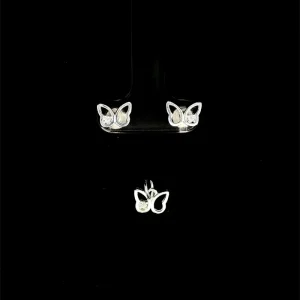 CONJUNTO SEM CORRENTE BORBOLETA DE PRATA 8,6mm