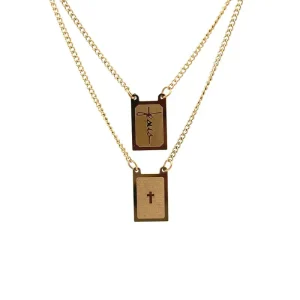 ESCAPULARIO JESUS/PAI NOSSO INOX GOLD 60cm/10mm