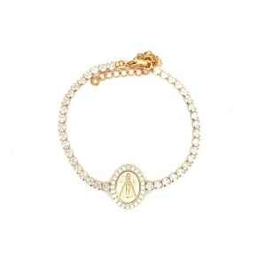 PULSEIRA RIVIERA NSRA APARECIDA CRAVEJADA FOLHEADO 17cm +5cm Ext