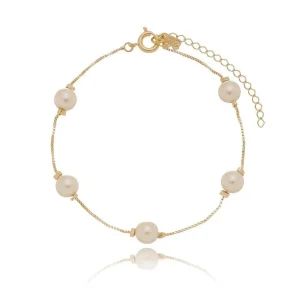 PULSEIRA PEROLAS 6mm FOLHEADO