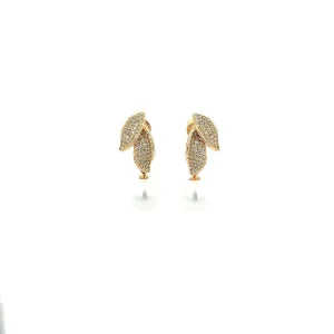 BRINCO PEROLA PENDURICALHO CRAVEJADO FOLHEADO 10mm