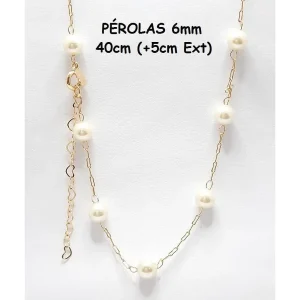 CORRENTE C/PEROLAS 6mm/40cm (+5cm Ext) FOLHEADO