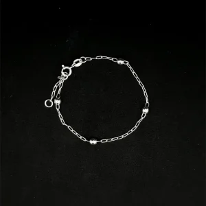 PULSEIRA INFANTIL BOLINHAS DE PRATA 13cm + 1cm Ext