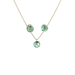 CONJUNTO CRISTAL AQUA REDONDO FOLHEADO 40 + 5cm Ext/8mm