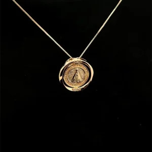 GARGANTILHA NSRA APARECIDA MEDALHA GIRATORIA FOLHEADO 45cm