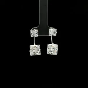 BRINCO PENDURICALHO CRISTAL QUADRADO DE PRATA 7 e 11mm