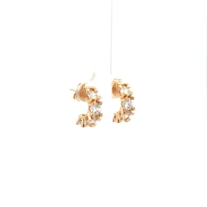 BRINCO ARGOLA ABERTA C/ CRISTAIS FOLHEADO 17mm